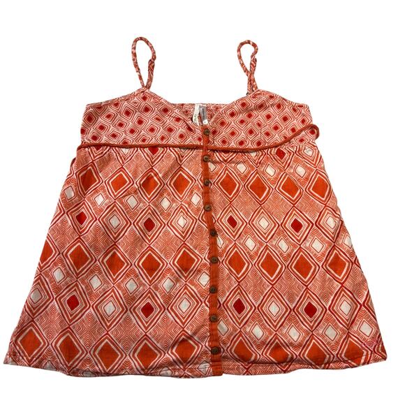 O'Neill Sleeveless Babydoll Tank Size Large Cotton Geometric Print Beach Y2K 90s - Picture 1 of 9
